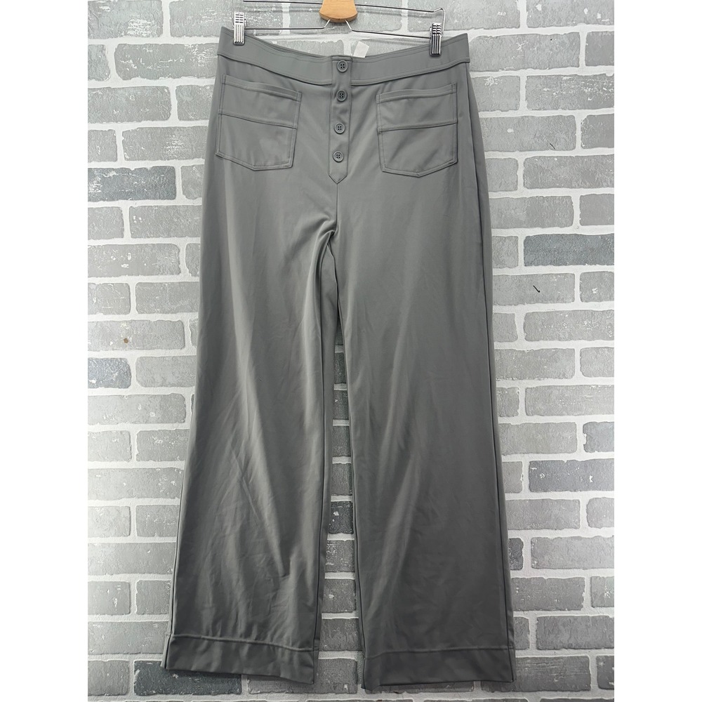 Halara Grey Wide Leg High Waisted Button Fly Pants XL Tall Performance Stretch